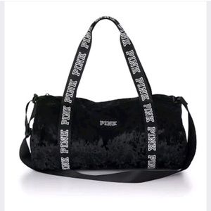 VS PINK Velvet Duffle Bag Black- NWT